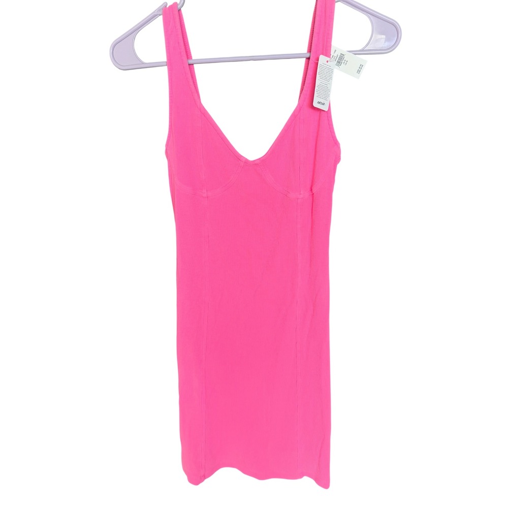 Aerie Ribbed V-Neck Mini Dress Pink Size M